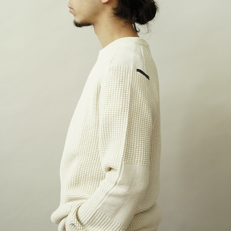 Baby Alpaca Waffle Crew / NATURAL WHITE | THE INOUE BROTHERS