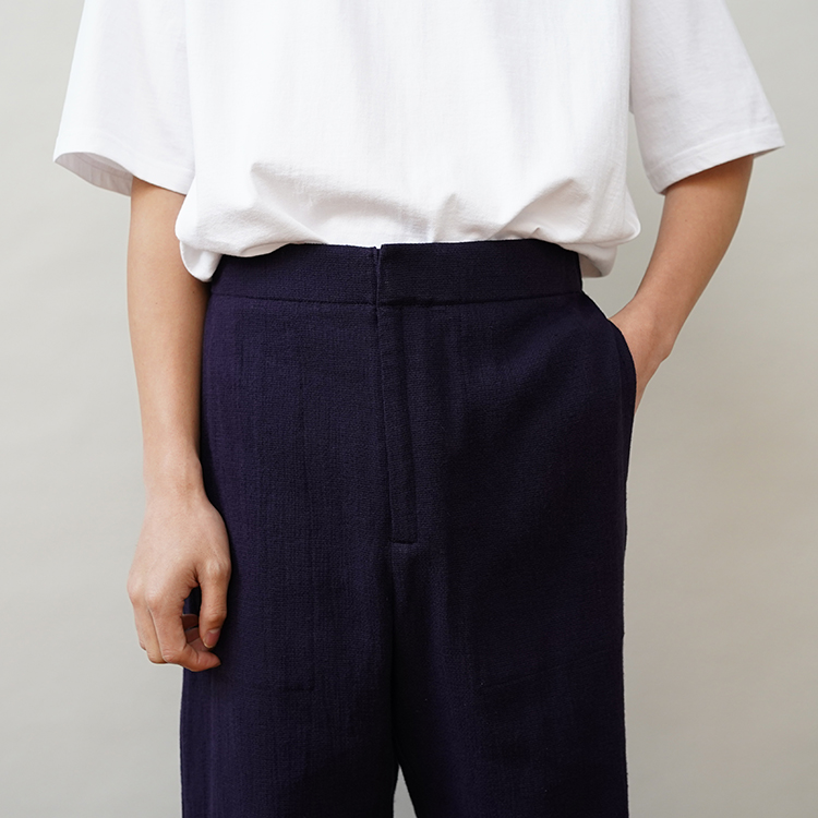 UTILITY PANT IN PANAMA LINEN / NAVY | OVERCOAT(オーバーコート