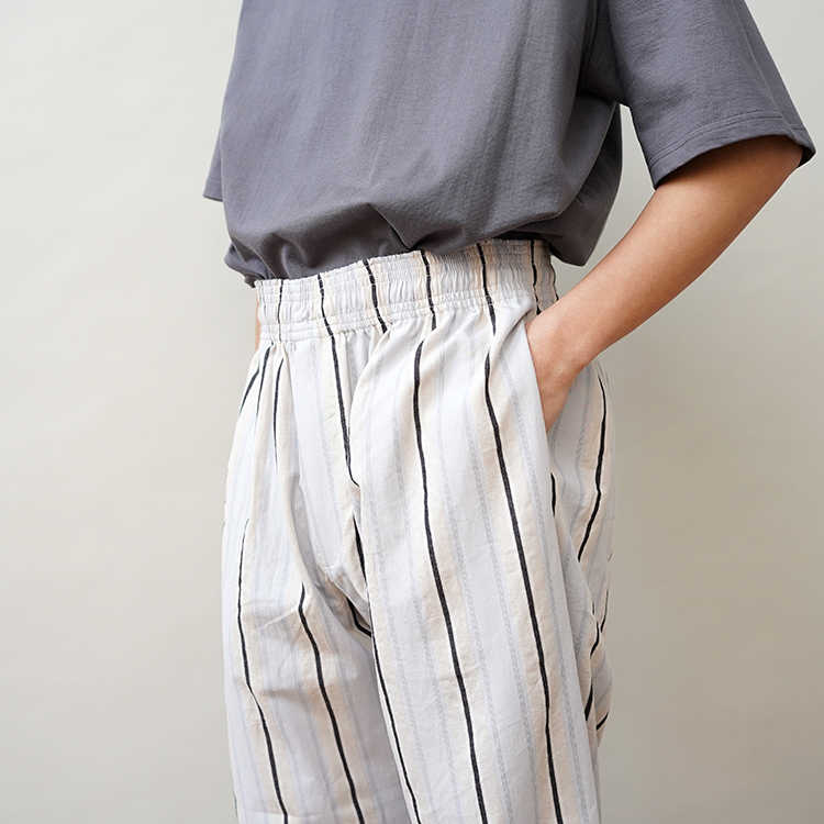 COOK PANTS - Cotton stripe - / LT BLUE | SEVEN BY SEVEN(セブン