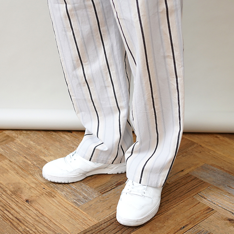 COOK PANTS - Cotton stripe - / LT BLUE | SEVEN BY SEVEN(セブン