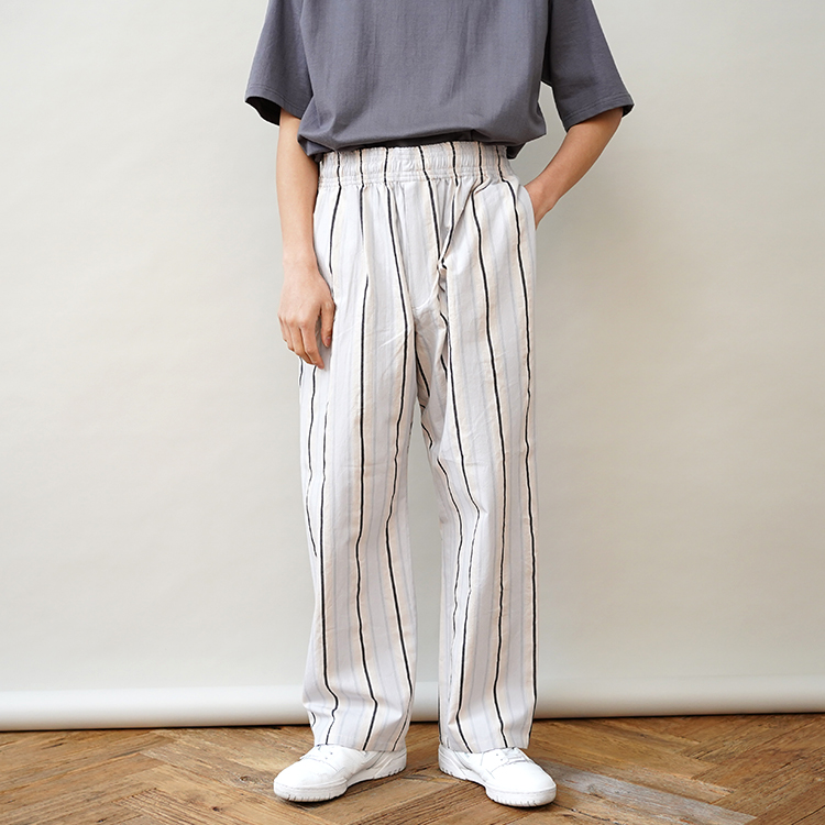 COOK PANTS - Cotton stripe - / LT BLUE | SEVEN BY SEVEN(セブン