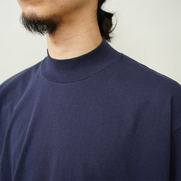 ORGANIC COTTON JERSEY MOCK NECK S/S T / NAVY | Y(ワイ) | T-SHIRTS