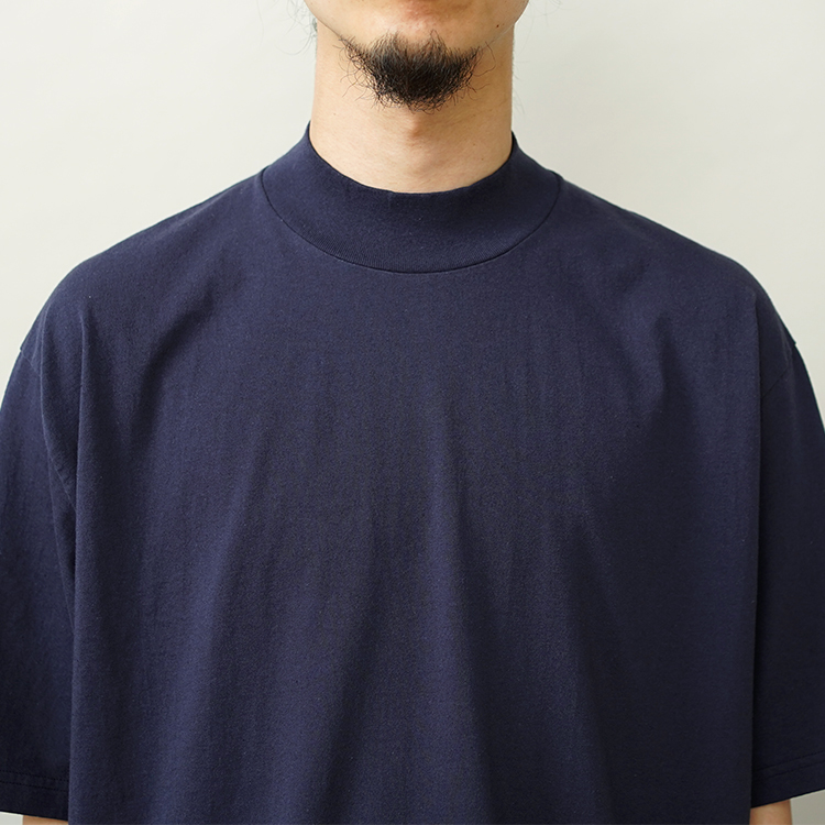 ORGANIC COTTON JERSEY MOCK NECK S/S T / NAVY | Y(ワイ) | T-SHIRTS