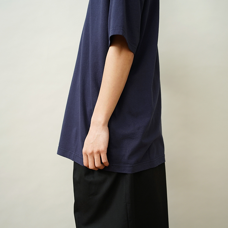 ORGANIC COTTON JERSEY MOCK NECK S/S T / NAVY | Y(ワイ) | T-SHIRTS