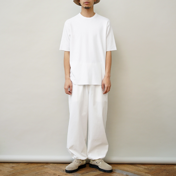 32G SMOOTH KNIT CREW NECK T-SHIRT / WHITE | BATONER (MEN)(バトナー