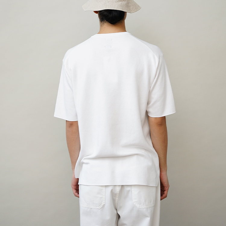 32G SMOOTH KNIT CREW NECK T-SHIRT / WHITE | BATONER (MEN)(バトナー