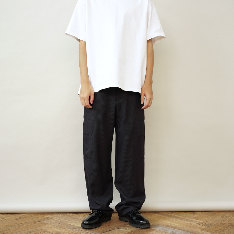 CARGO PANT WITH ELASTIC IN WOOL KERSEY / INK | OVERCOAT(オーバー