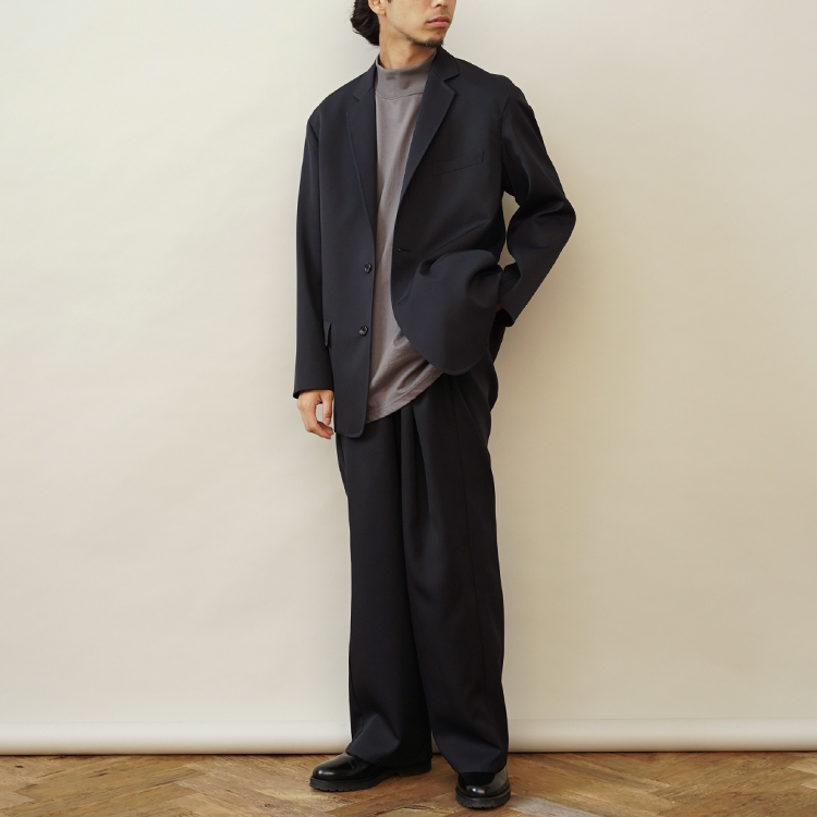 Scale Off Wool Wide Chef Pants / NAVY | Graphpaper (MEN)(グラフ