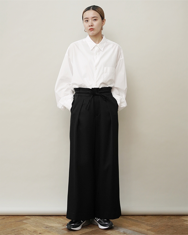 Wool Doeskin Drawstring Wide Pants / BLACK | Graphpaper (WOMEN