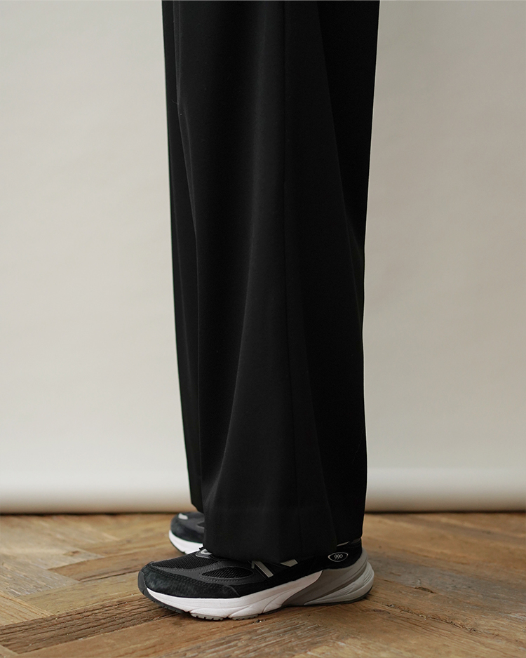 Wool Doeskin Drawstring Wide Pants / BLACK | Graphpaper (WOMEN