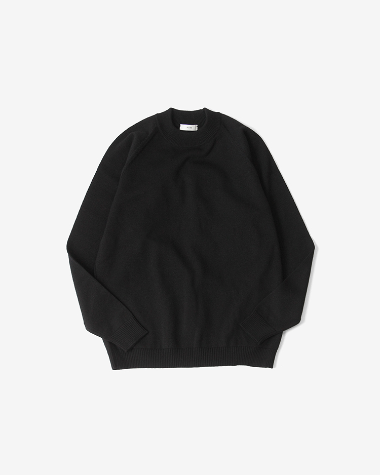 WOOL WASHI CREWNECK SWEATER / BLACK | ATON (WOMEN)(エイトン