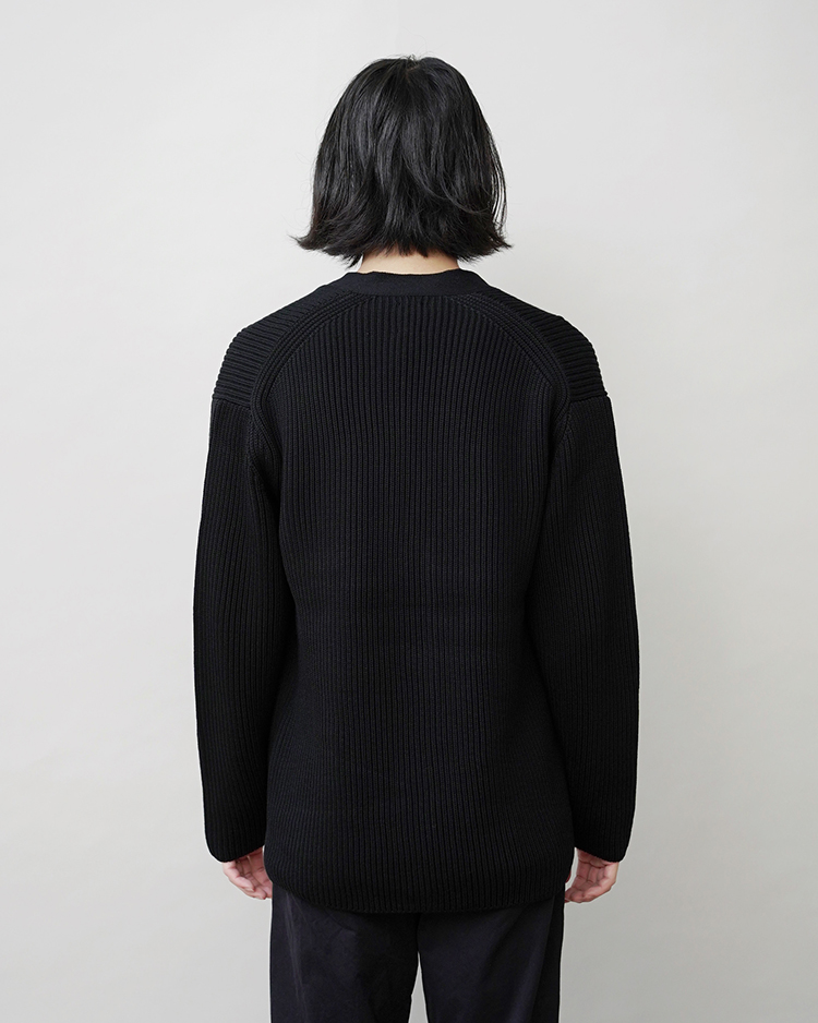 SOLID WOOL RIB CARDIGAN / BLACK | BATONER (MEN)(バトナー) | KNIT