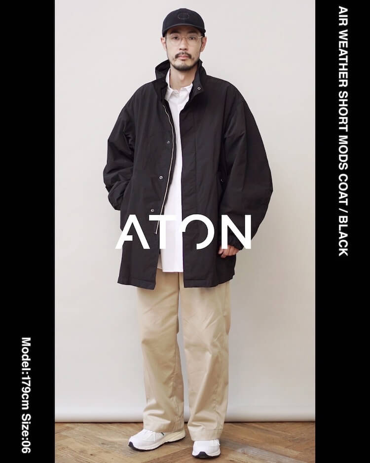 AIR WEATHER SHORT MODS COAT / BLACK | ATON (MEN)(エイトン) | OUTER