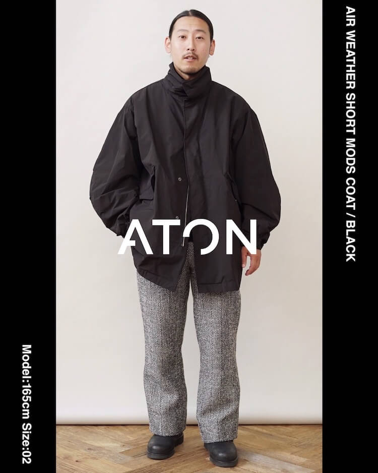 AIR WEATHER SHORT MODS COAT / BLACK | ATON (MEN)(エイトン) | OUTER