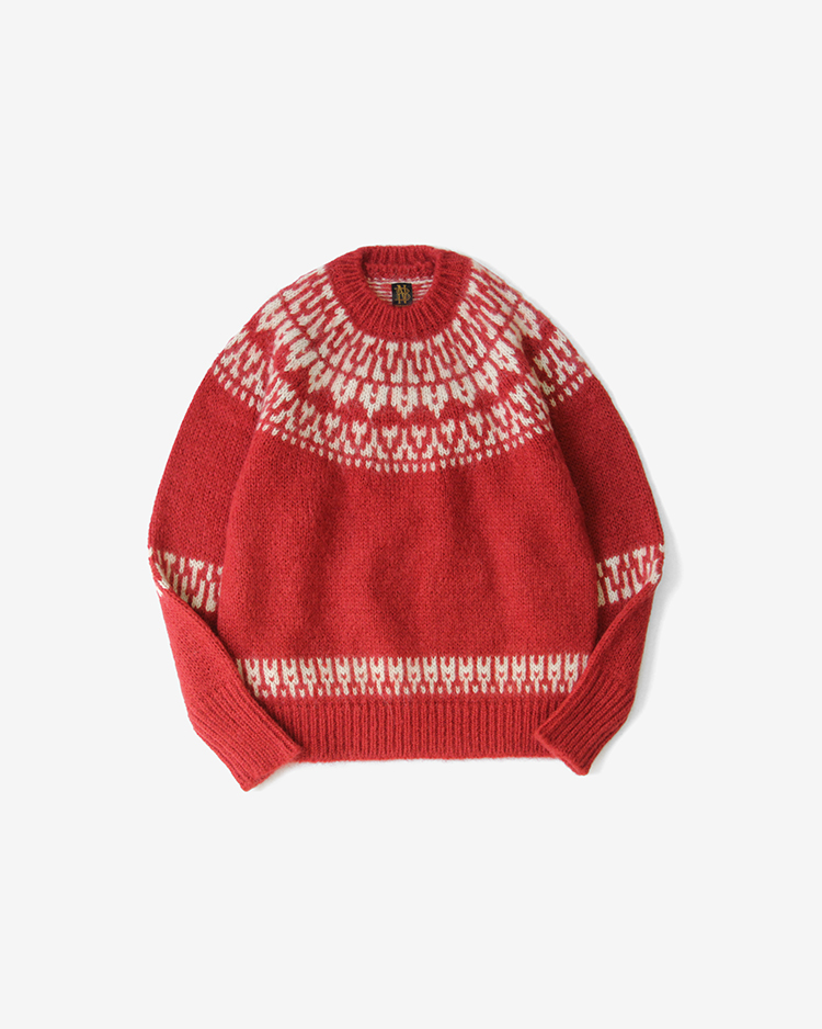 MOHAIR NORDIC CREW NECK / VINTAGE RED | BATONER (MEN)(バトナー