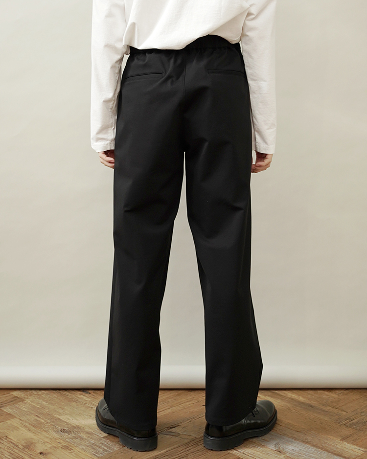 Compact Ponte Slim Waisted Wide Tapered Chef Pants / BLACK 