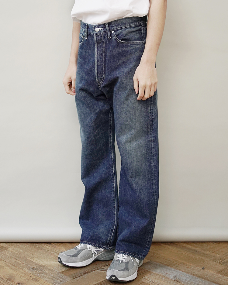 Selvage Denim Five Pocket Wide Straight Pants / DARK FADE 