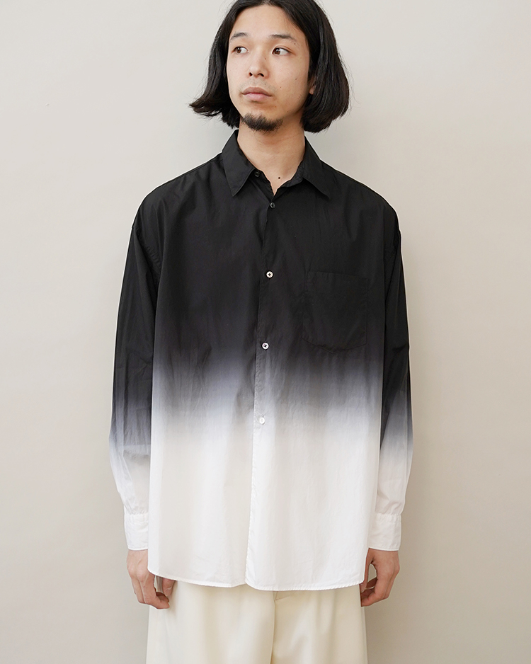 Broad L/S Oversized Regular Collar Shirt / BLACK SHADE