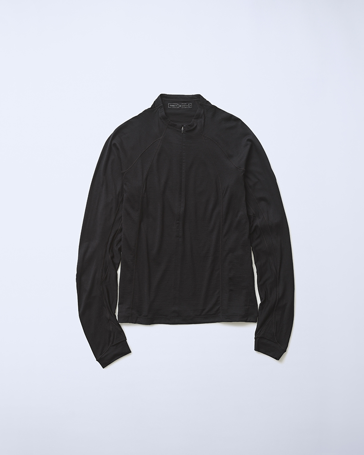 WOOL HALF ZIP L/S T-SHIRT / BLACK | GOLDWIN 0(ゴールドウィンゼロ