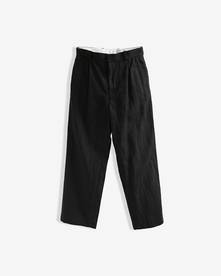 YAECA (MEN) / TUCK STRAIGHT - LINEN CHINO / BLACK