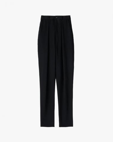  / Satin Tapered Trousers / BLACK