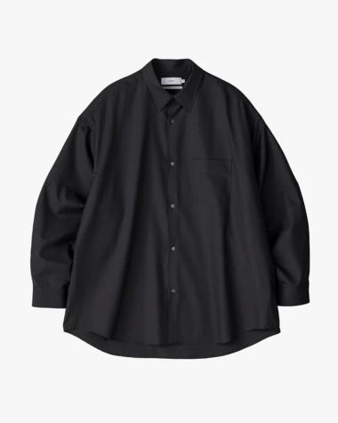  / Fine Wool Tropical Oversized Regular Collar Shirt / BLACK