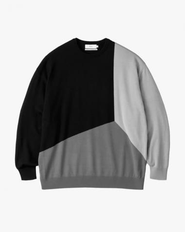  / Fine Wool Intarsia Knit / GRAYSCALE