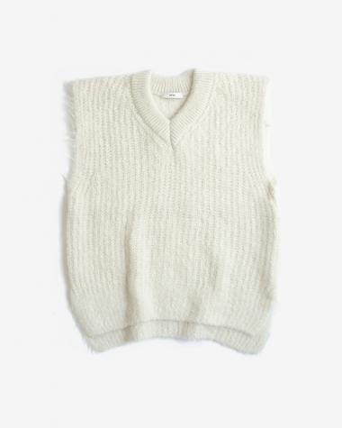  / ALPACA FUR V-NECK VEST / WHITE