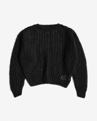  / FLUFFY MOHAIR CREW NECK / BLACK