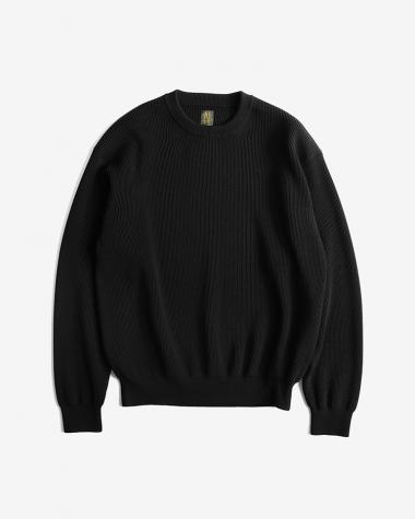  / SUPER HIGH TWIST WOOL CREW NECK / BLACK