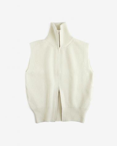  / WOOL CASHMERE SILK ZIPPED UP VEST / WHITE