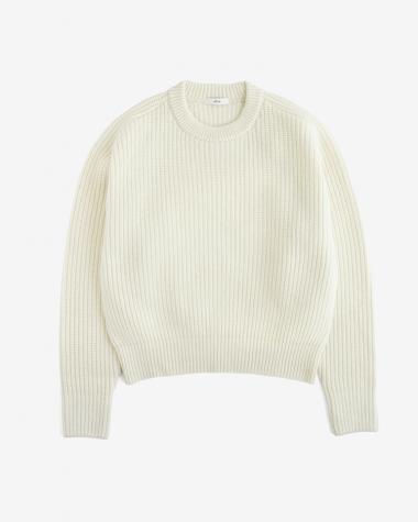  / WOOL CASHMERE SILK CREWNECK SWEATER / WHITE