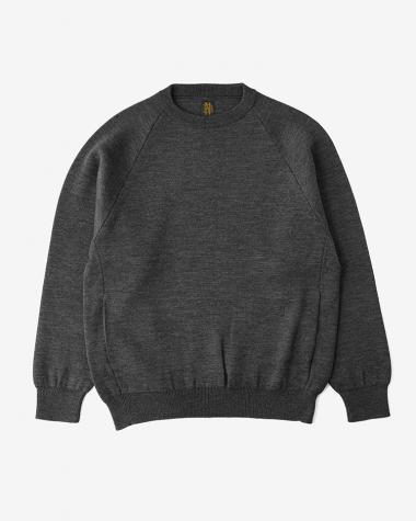  / SOLID WOOL W-FACE CREW NECK / CHARCOAL