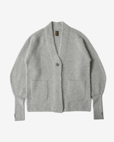  / CASHMERE FOX FINGERHALL SHAWL CARDIGAN / GRAY