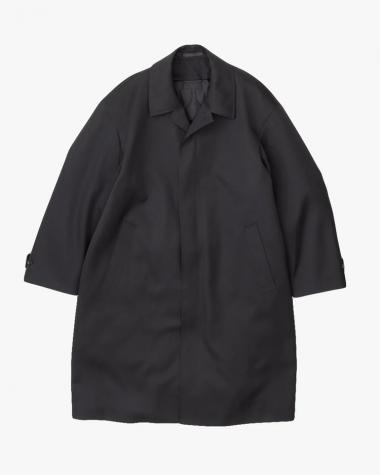  / Scale Off Wool Balmacaan Coat / BLACK