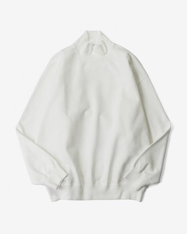  / ORGANIC COTTON BLEND HEAVY WEIGHT FLEECE TURTLE NECK / WHITE