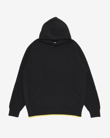  / Knit Hoodie / BLACK