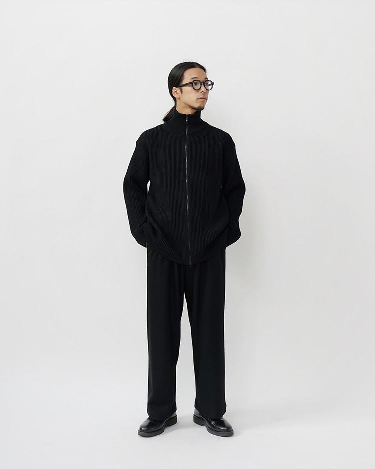 BATONER (MEN) / SOLIDWOOL RIB DRIVERS KNIT EX / BLACK