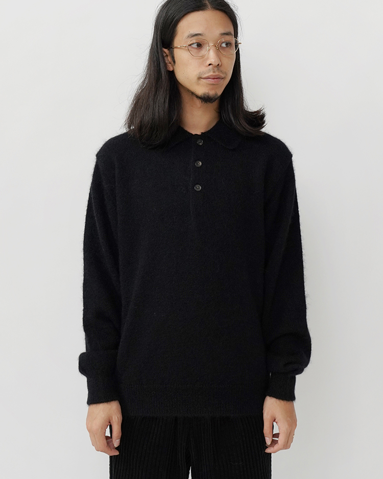 PURE MOHAIR 100% POLO / BLACK