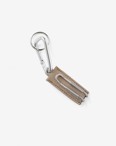  / CLIX - SPRING CLIP KEY HOLDER - HERRINGBONE / BEIGE