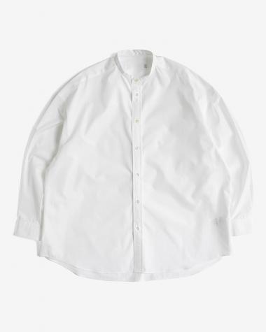  / High Count Broad L/S Oversized Band Collar Shirt / WHITE