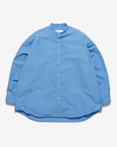  / High Count Broad L/S Oversized Band Collar Shirt / BLUE