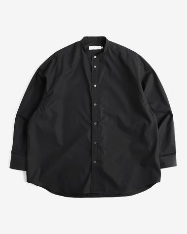  / High Count Broad L/S Oversized Band Collar Shirt / BLACK