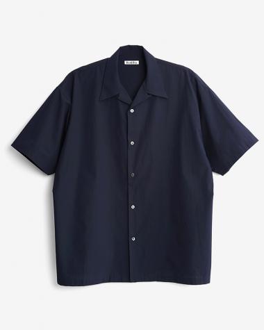  / ORGANIC WASHER OPEN COLLAR S/S SHIRT / NAVY