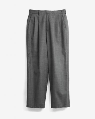  / WOOL TROPICAL TWO TUCKS WIDE SLACKS / GRAY